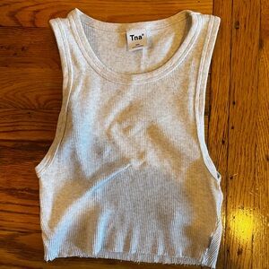 Aritizia TNA Cream Ribbed Cropped Crop Tank Top